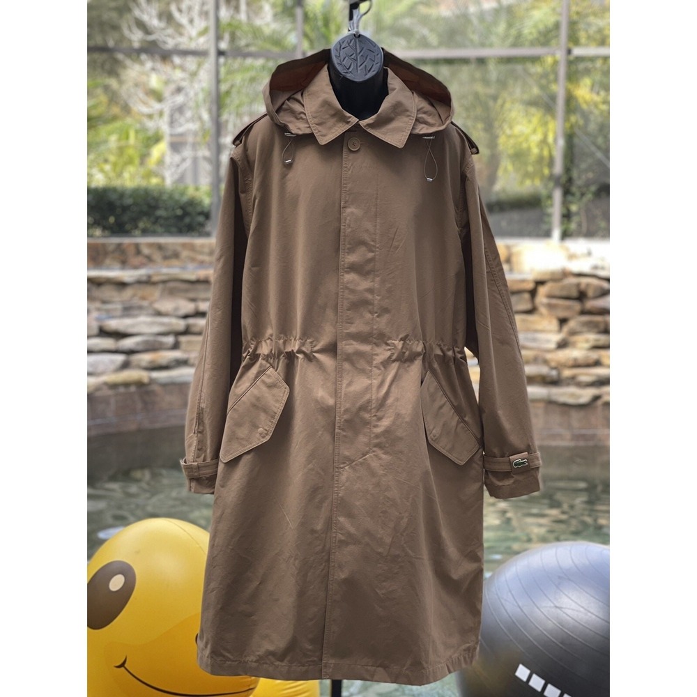 Lacoste Unisex Lightweight Canvas Trench Coat - Beige - XXL - BH3046